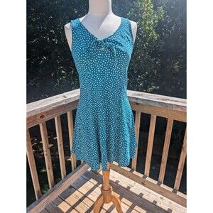 Vintage 90s Polka Dot Mini Dress Teal Byer Too! Juniors XS/S Retro